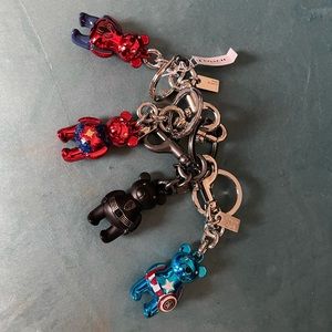 Complete set of Coach Marvel bear keychains